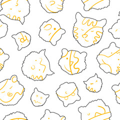 Pattern with simple tigers, seamless illustration for backgrounds, wallpapers and packaging.