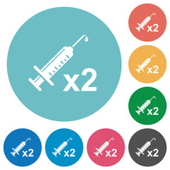 Second vaccine dose flat round icons