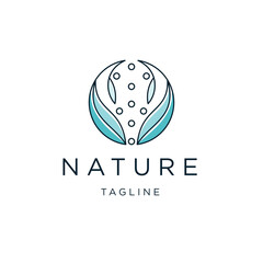 Nature leaf line logo concept, flat icon design vector template