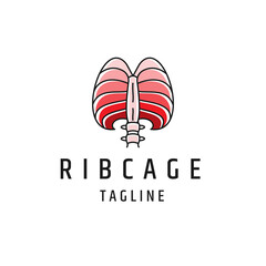 Medical health rib cage line logo concept, flat icon design vector template