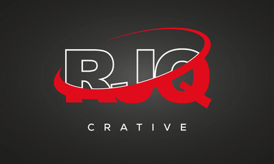 RJQ creative letters logo with 360 symbol vector art template design
