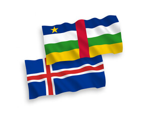 Flags of Central African Republic and Iceland on a white background