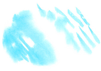 background of watercolor splashes of blue color