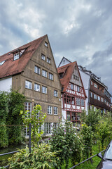 Ulm, Germany. Old buildings on the river Blau