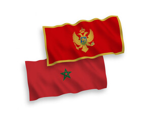 Flags of Montenegro and Morocco on a white background