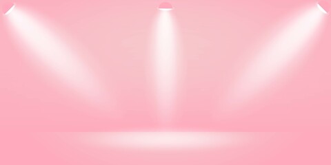 3d mockup with pink pastel background for promotion design. Product display presentation. Stand show cosmetic product. Abstract scene background. Minimal style. Vector illustration. Pink background.