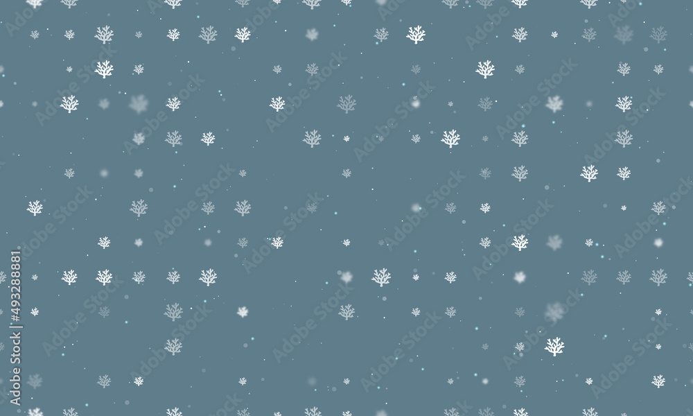 Aufkleber seamless background pattern of evenly spaced white coral symbols of different sizes and opacity. vec