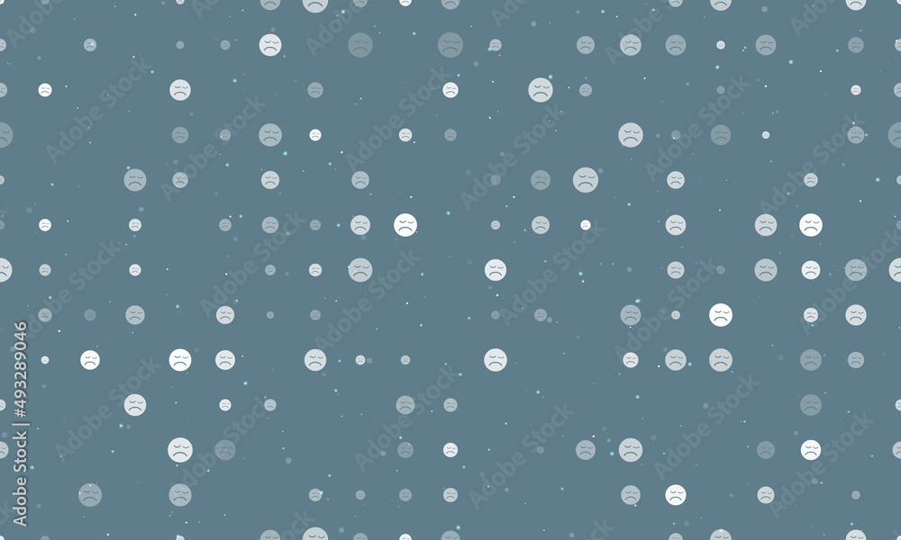 Poster seamless background pattern of evenly spaced white depression symbols of different sizes and opacity