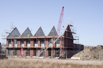 Terraced houses under construction in Arnhem in the Netherlands