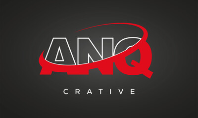 ANQ creative letters logo with 360 symbol vector art template design