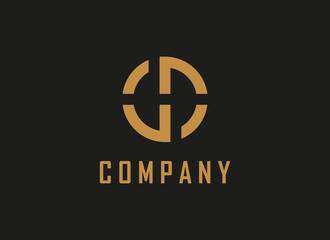 initial Letter H and S Logo. Gold Shape S Letter with Negative Space Letter H inside isolated on Black Background. Usable for Business and Branding Logos. Flat Vector Logo Design Template Element.