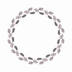 Leaves frame isolated on white background.  Perfect for invitations, cards and print. Floral vector illustration for decor and design.