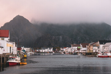 Henningsvær on the Lofoten Islands in Norway. Home of the famous football stadion