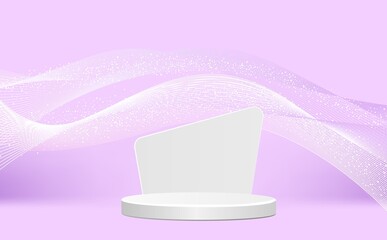 Vector round podium, pedestal or platform, background for cosmetic product presentation. 3d podium.