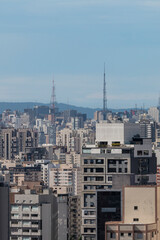 São Paulo, Brazil - March 11, 2022: panoramic daytime view of the city of sao paulo with buildings and communication towers