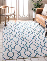 Modern stylish living area carpet textile design.