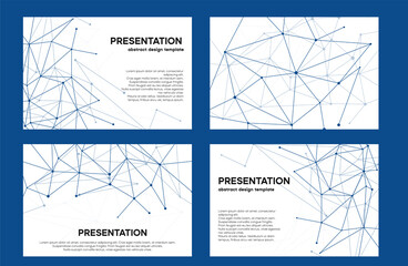 Blue plexus line design. Set of technology slides for powerpoint. Medical layout for brand book.