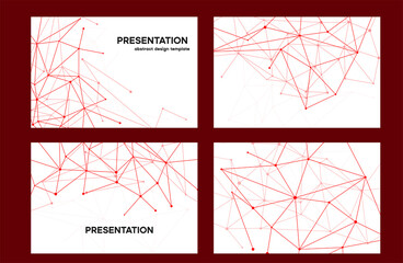 Red plexus line abstract backgrounds. Bright technology presentation with slides