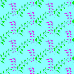 Vector seamless half-drop pattern, with leaves 