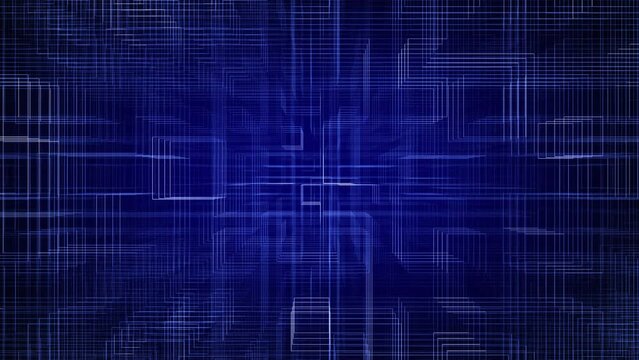 Blue 3D Circuit Geometries Loop Back Animation Background