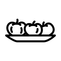 plate with tomatoes line icon vector. plate with tomatoes sign. isolated contour symbol black illustration