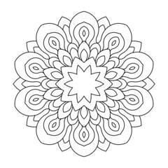 Zentangle inspired mandala zen doodle illustration with tribal boho chic ornaments. Oriental ornamental background.