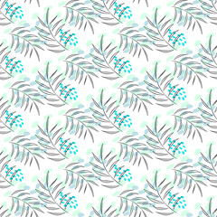 Vector seamless half-drop pattern, with leaves 