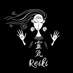 Reiki energy. Logo. Reiki healing. Esoteric. vector.