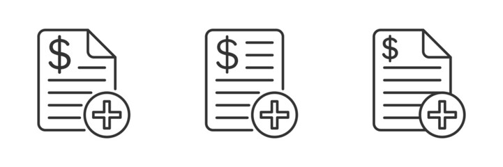 Medical bill icon. Medicine cost. Health Insurance. Vector illustration.