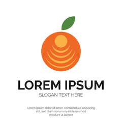 Orange Fruit and Abstract Logo Design Premium Vector