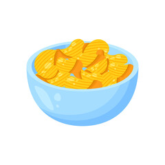 Abstract Flat Fast Food Bowl Of Chips Potato Meal Background Vector Design Style Cooking, Breakfast Snack