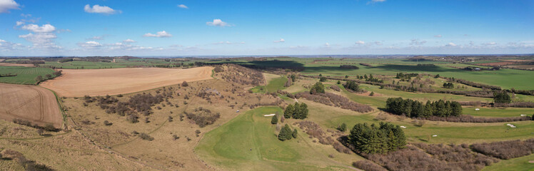 beautiful Sunny day over Galley and Warden Hills England, drone's footage