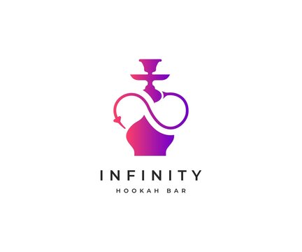 Hookah Bar logo design template on white background