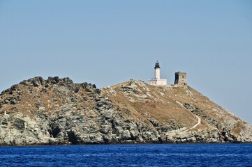 Faro antico e moderno nella stessa posizione. Sardegna .Italy