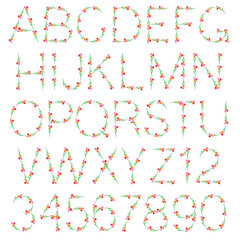 tulip floral vector colorful alphabet font