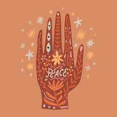 Reiki hand energy magical hands vector illustration