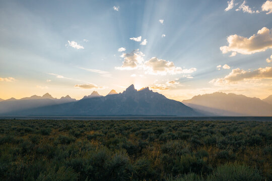 God Rays on the Teton Range