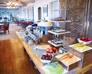 Breakfast buffet at restaurant at luxury resort