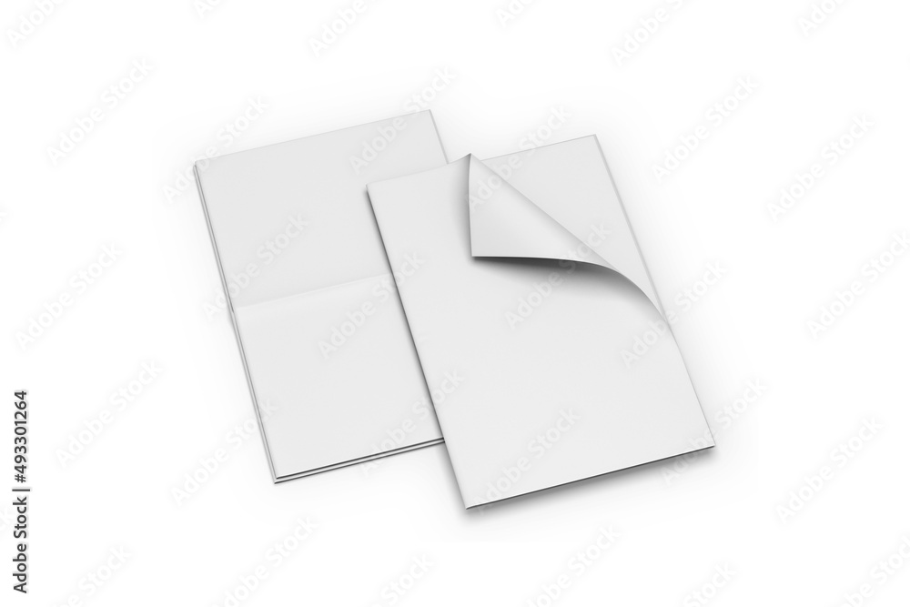 Poster empty blank plain white newspaper mockup isolated in white background.3d rendering.