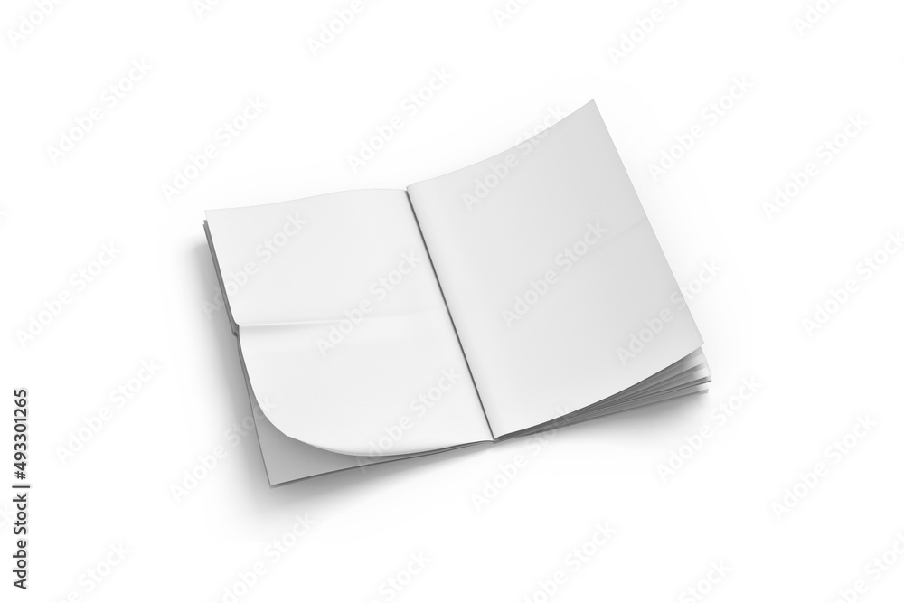 Poster empty blank plain white newspaper mockup isolated in white background.3d rendering.