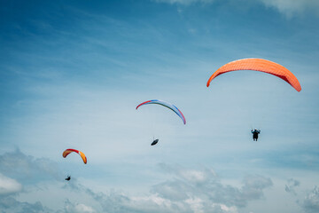 Paragliding concept, Beauty nature mountain landscape Crimea, horizontal photo