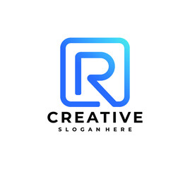 Letter R Square Logo Design Inspiration