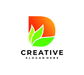 Letter D Leaf Logo Design Inspiration