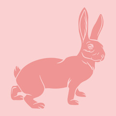 Ester bunny, rabbit. Simple vector illustration in flat style. Pastel color