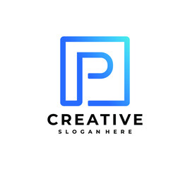 Letter P Square Logo Design Inspiration