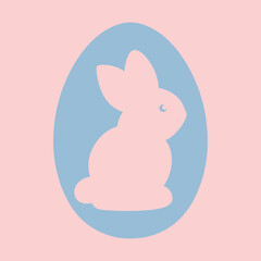 Ester bunny, rabbit. Simple vector illustration in flat style. Pastel color