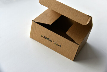 Cardboard box with the inscription made in china