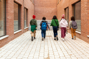 Classmates leaving school