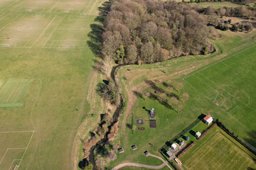 beautiful Sunny day over Galley and Warden Hills England, drone's footage