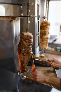 grilled meat on a spit